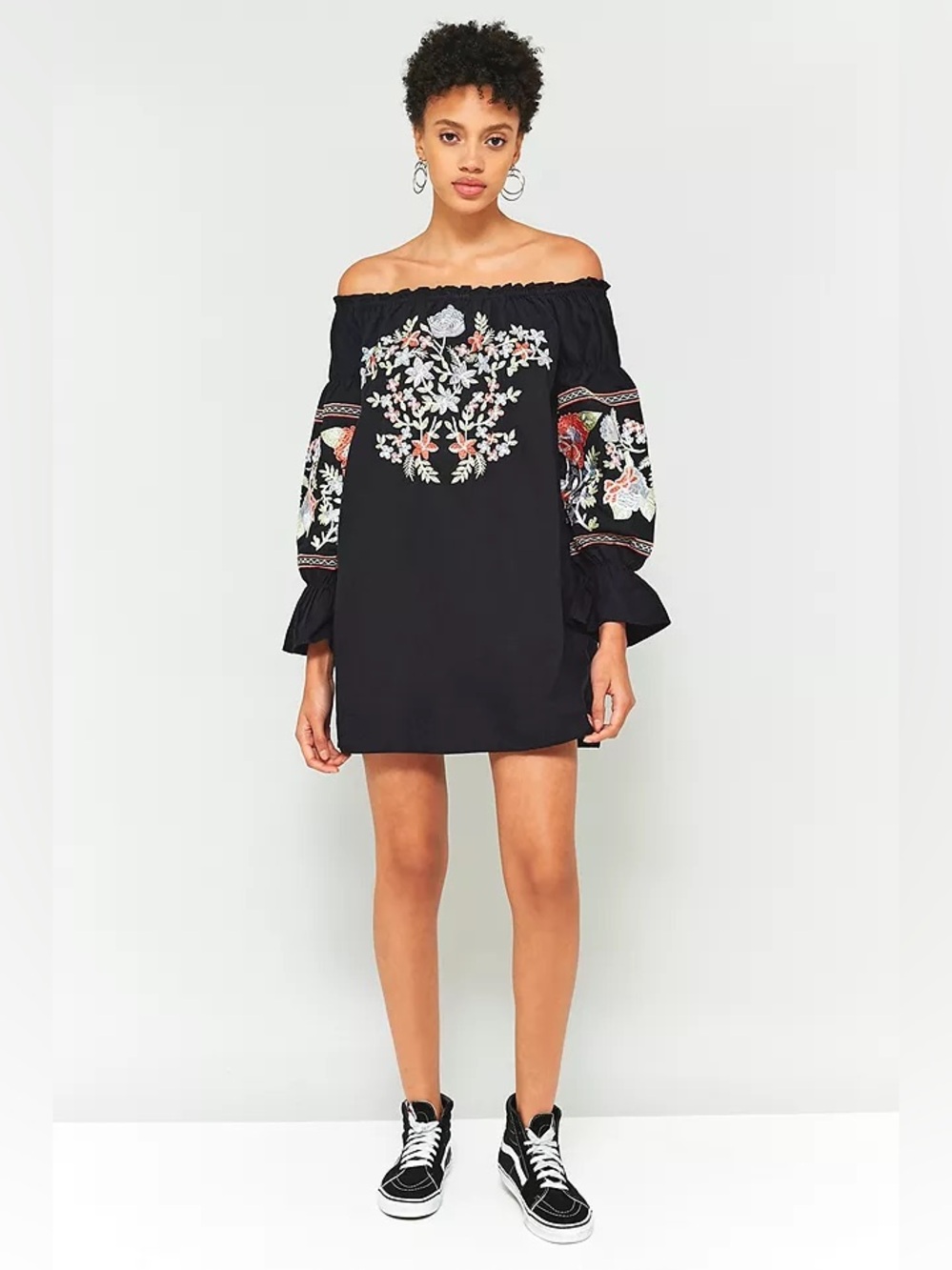 Free People Fleur Du Jour Off-The-Shoulder Mini Dress in black Size XS